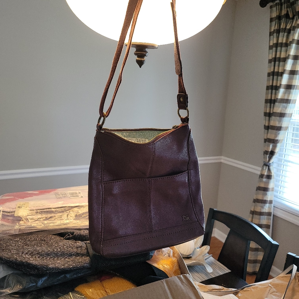 The Sak Burgundy Cross Body Pebble Leather Purse